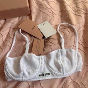 Miu Miu White Ribbed Bralette